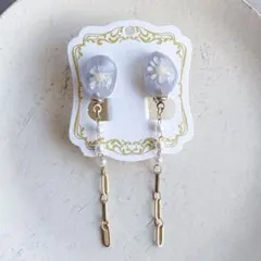 ハンドメイド　パープルイヤリング