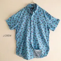 J.CREWジェイクルー パイナップル柄 綿麻 リネン混 半袖BDシャツ ブルーのサムネイル
