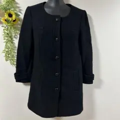 【c2608】✨ウールコート アウター　レディース　アンゴラ混　ブラック　黒