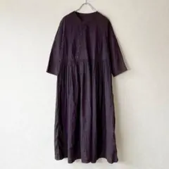 JURGEN LEHL リネンコットン アシメボタン ウエストギャザーワンピースのサムネイル