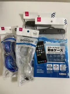 防水スマートフォンケース 2個、水中ゴーグル2個