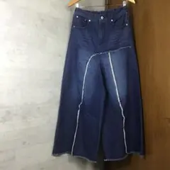 ST.ARIES セントアリエス　ブーツカットデニム フリンジ ダークブルー　L