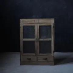 収納棚　ダイヤガラス　食器棚　棚　古家具　古道具　アンティーク　昭和レトロ