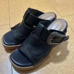 極美品　MOUSSY ウエスタンバックル厚底サンダル ウッドヒール Mのサムネイル