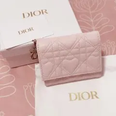 Dior ハート キルティング 三つ折り 財布 カナージュ ディオール 日本限定