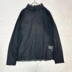 タグ付き◆しまむら◆シースルートップス/長袖 ハイネック 重ね着 ストレッチ性