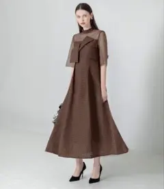 LEJA ビスチェ風切り替えプチハイネック花柄シアーレースワッフル レジャ LEJA ビスチェ風切り替えプチハイネック花柄シアーレース