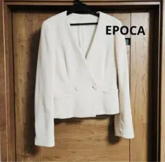 EPOCA ノーカラー ダブルボタンジャケット アイボリーのサムネイル