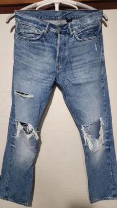 H&Mダメージ加工ストレートジーンズ 31/30