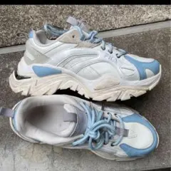 FILA ホワイト/ブルーFLATNATION LIGHT ×atomos 厚底