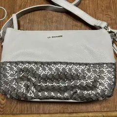 LA BAGAGERIE 本革 編み込みショルダーバッグ グレー 美品