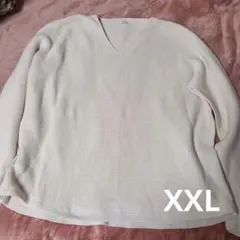 ユニクロ　Vネック コットンニットセーター XXL　ピンク