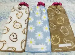 おりこうエプロン☆ ふわふわタオルエプロン☆犬フラワーライトブルー