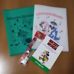 Mickey＆Minnieのクリアホルダーとメモ帳、鉛筆、消しゴムセット