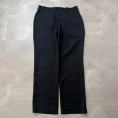 90sVintageノータックワイドスラックスW35ブラックドレスパンツ