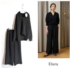 新品 Elura ダブルクロススキッパーシャツ×ワイドパンツ セットアップ