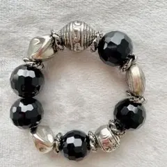 ファセットカット黒ビーズブレスレット