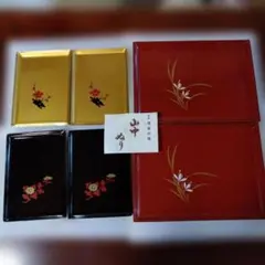 尾形光琳 銘々皿 菓子切り 漆塗り セット 黒椿 和菓子 - メルカリ