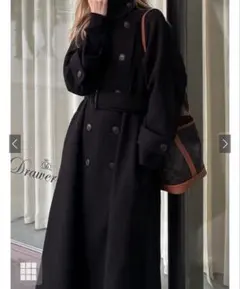 襟3wayベルト付きフェイクウールトレンチコート