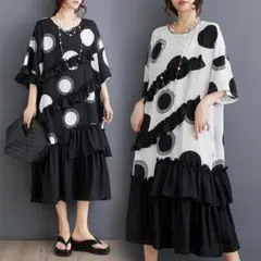 大きいサイズ フリル　ワンピース　斜め　レディース 春夏　 新品 半袖