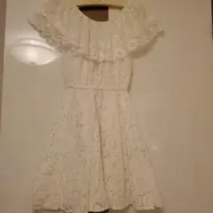 アンクルージュ ホワイトレースフリルミニワンピース