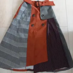 REDYAZEL 異素材MIXミモレ丈トレンチスカート