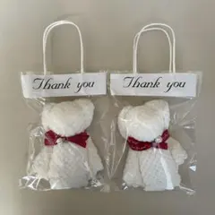 クマ型タオルハンカチ 2点セット　ホワイト