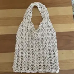 手作りメッシュバッグ　かぎ針編みトートバッグ