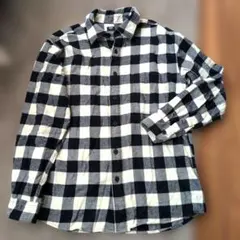 ✲新品未使用✲UNIQLO ユニクロ★М フランネルシャツ 紺✕白 チェック