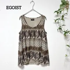 EGOIST 総柄 ペイズリー ノースリーブ トップス F 透け感 シフォン風のサムネイル