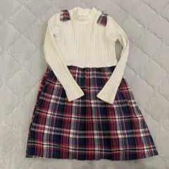 3n4on7ant サンカンシオン ドッキングチェック柄 ワンピース 130cm