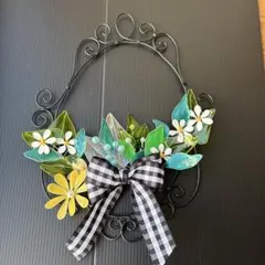 ワイヤークラフト　ワイヤーリース　アメリカンフラワー　壁飾りインテリア雑貨