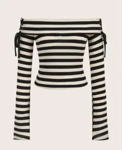 SHEIN EZwear 縞模様プリント オフショルダー レースアップサイド