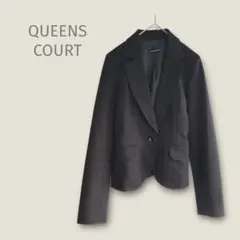 クイーンズコート　【1】テーラードジャケット　黒　フィット　開襟　ブレザー