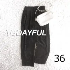 TODAYFUL　柔らかコーデュロイハイウエストパンツ　ブラック　36
