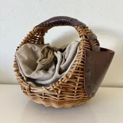 ebagos エバゴス かごバッグ ブラウン レザー 紅藤 ワンハンドル