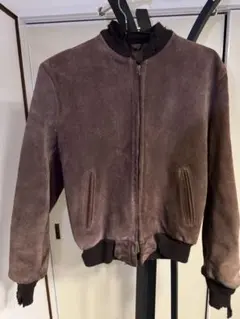ブラウン スエード ジップアップ ジャンパー
