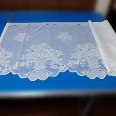 花かご柄 レース カフェカーテン ホワイト、55x150cmのサムネイル