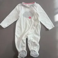 oBaiBi ホワイトロンパース 雲と星の刺繍