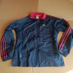 防寒　adidas 長袖　シャカシャカ　ウィンドブレーカー S 紺色