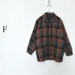 シャツジャケット チェック柄 ブラウン系 レトロ ナチュラル　ゆったり　羽織り