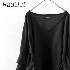 RagOut カットソー 長袖 Ｖネック ティアード袖 フリル ウエストリボン