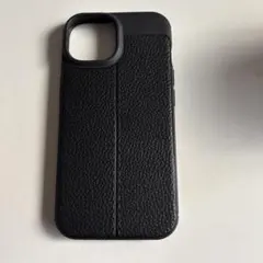 ブラック フェイクレザー風 iPhone15ケース