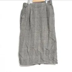 earth music&ecology ひざ丈スカート チェック柄 裏地あり