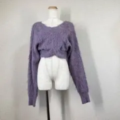 チコ 前後2way シャギーMIXクロスニット F パープル 紫 オフショル