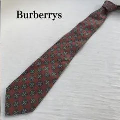 バーバリーズ ネクタイ 赤色 小紋柄 ヴィンテージ 定番人気【n7203】