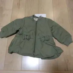 リボン付きオリーブグリーンジャケット　la poche biscuit90サイズ