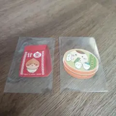 ちいかわ　くりまんじゅうの炙りしめ鯖スナック　おつまみ風ステッカー2種