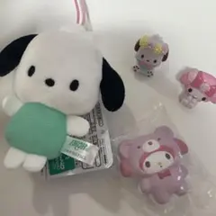 マイメロ ポチャッコ 指輪 はさむ クリップ キーホルダー マスコット