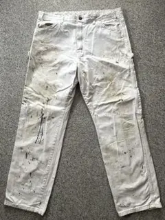 90s古着 dickiesペインターパンツ ホワイト 芸術的ボロ ペンキ ワーク 90s古着 dickiesペインターパンツ ホワイト 芸術的ボロ ペンキ ワーク
